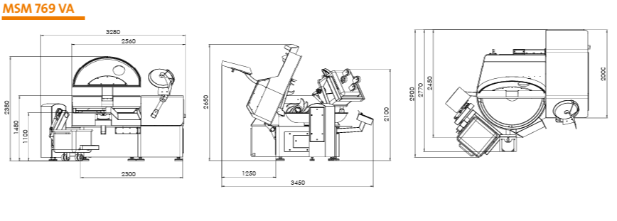 Cutter industrial cu cuvă cu vid MADO MSM 769 VA – 220 l