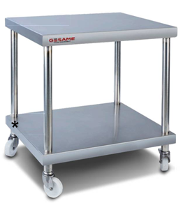 Cărucior fabricat din oțel inoxidabil, Aisi 304, dotat cu patru roți, două cu frâne * lățime/lungime/înălțime (500 x 600 x 650) mm
